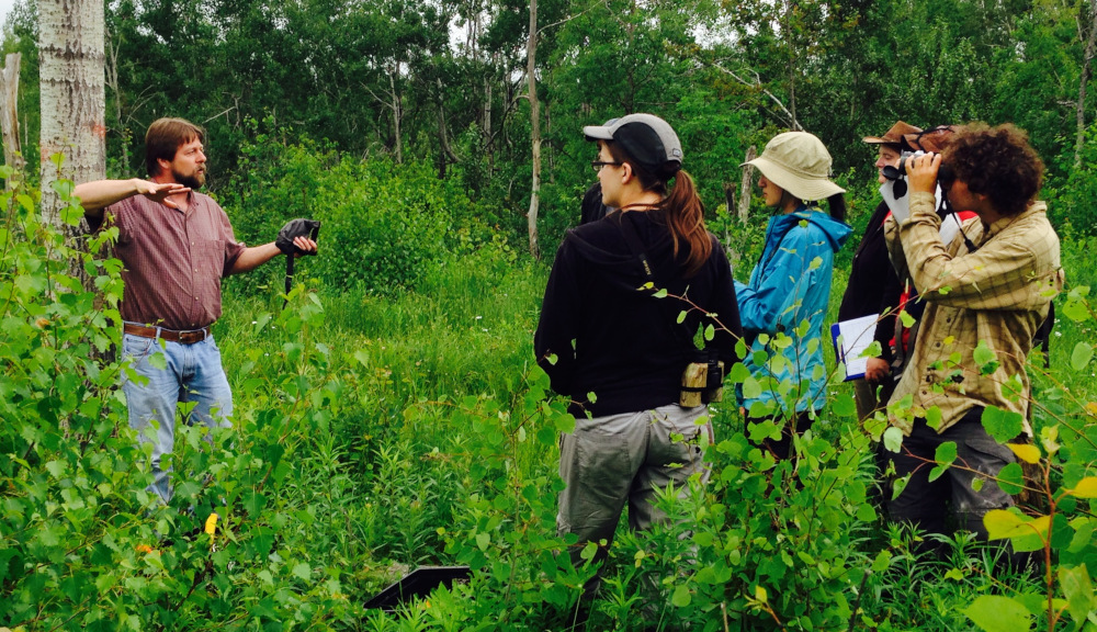 A group of technicians learn Golden-winged Warbler census techniques in northern New York. Photo: Sara Barker
